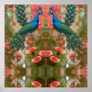 Peacock in Abriot Roos Garden Poster
