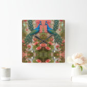 Peacock in Abriot Roos Garden Vierkante Klok (Huis)