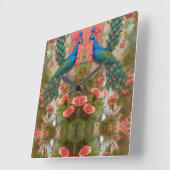 Peacock in Abriot Roos Garden Vierkante Klok (Hoek)