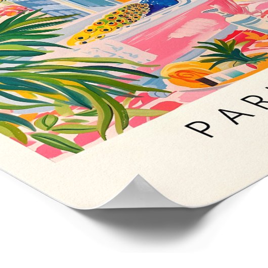 Peacock in bad Art Print, roze Maximalist Deco Poster (Hoek)