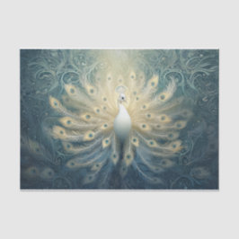 Peacock in bloei, witte veren, elegantie tissuepapier