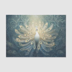 Peacock in bloei, witte veren, elegantie tissuepapier