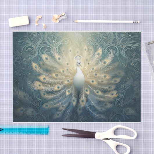 Peacock in bloei, witte veren, elegantie tissuepapier (Craft)