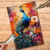 Peacock in Bloemen Decoupage papier