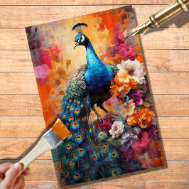 Peacock in Bloemen Decoupage papier