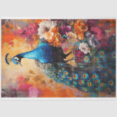 Peacock in Bloemen Decoupage papier (Voorkant)