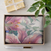 Peacock in Bloom – Watercolor Lilies & Plumage Tissuepapier (Geschenk)