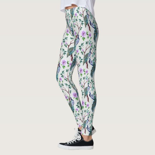 Peacock in de bloeiende boom leggings (Links)