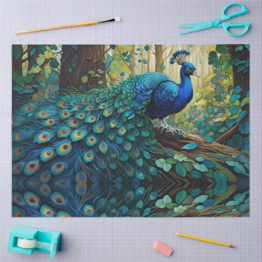 Peacock in de bossen tissuepapier (Craft)
