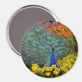 Peacock in de lente bloemen #1 magneet (Voorkant / Achterkant)