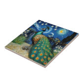 Peacock in de Sterrennacht van Van Gogh Tegeltje (Zijkant)