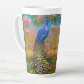 Peacock in de tuin latte mok (Linkerhoek)