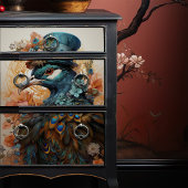 Peacock in Doek Pet Victoriaans Stijl Art Nouveau Tissuepapier