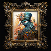 Peacock in Doek Pet Victoriaans Stijl Art Nouveau Tissuepapier