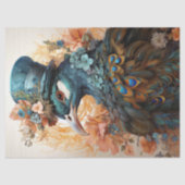 Peacock in Doek Pet Victoriaans Stijl Art Nouveau Tissuepapier (Voorkant)