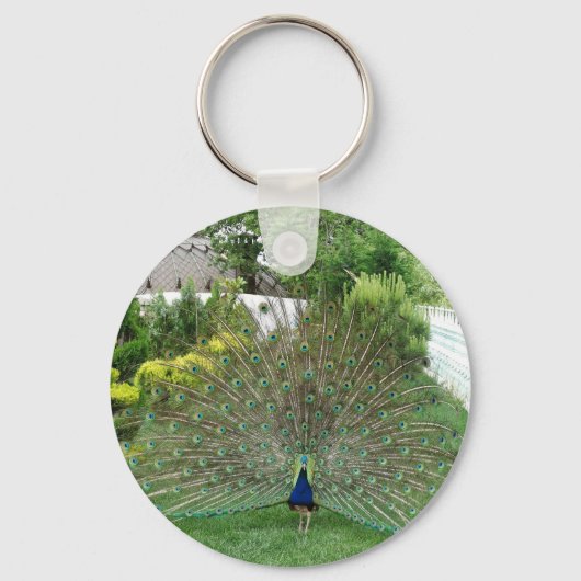 Peacock in een Garden Key Ring Sleutelhanger (Voorkant)