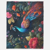 Peacock in een kleurrijke Rozen tuin Fleece Deken (Voorkant)