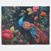 Peacock in een kleurrijke Rozen tuin Fleece Deken (Voorkant (Horizontaal))