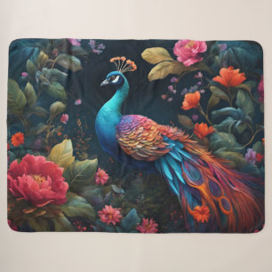 Peacock in een kleurrijke Rozen tuin Sherpa Deken