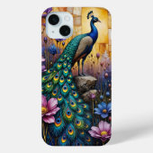 Peacock in Floral Landscape Case-Mate iPhone Case (Achterkant)