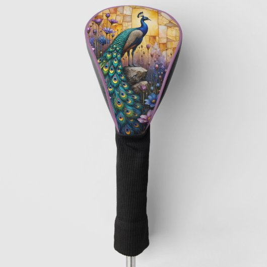 Peacock in Floral Landscape Golfheadcover (Voorkant)