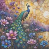 Peacock in Floral Landscape Sticker (Voorkant)