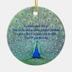 Peacock in Full Plumage Display Fotografie Keramisch Ornament