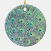 Peacock in Full Plumage Display Fotografie Keramisch Ornament (Achterkant)