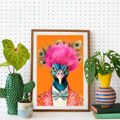 Peacock in Funky Suits Dierlijke Mode Art Poster
