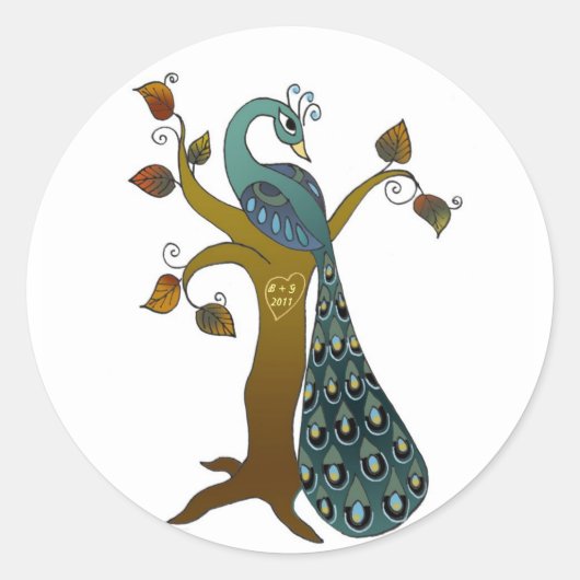 Peacock in Herfst - envelop seal stickers (Voorkant)