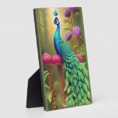 Peacock in het roze tuinbos fotoplaat (Zijkant)