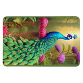 Peacock in het roze tuinbos magneet (Horizontaal)