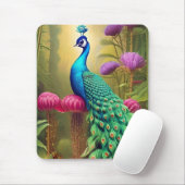 Peacock in het roze tuinbos muismat (Met muis)