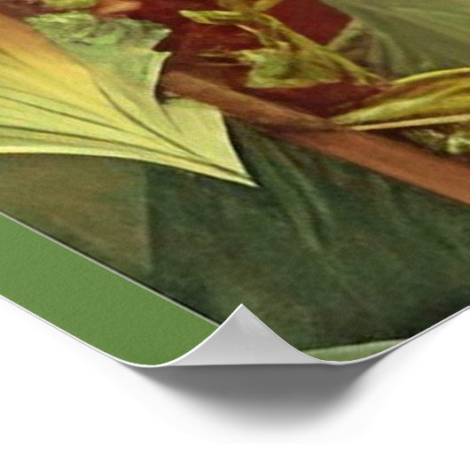 Peacock in het roze tuinbos poster (Hoek)