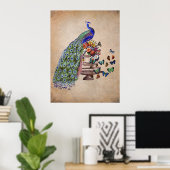  Peacock in kooi Poster (Thuiskantoor)
