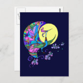 Peacock in Moonlight Briefkaart (Voorkant / Achterkant)