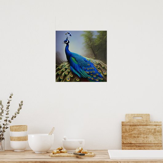 Peacock in Natuur Poster (Keuken)