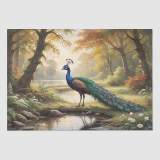 Peacock in Natuurlijke pracht - Decoupage - Tissuepapier (Voorkant)