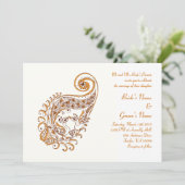 Peacock in Paisley Henna Art Invitation Kaart (Staand voorkant)