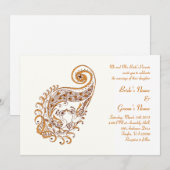 Peacock in Paisley Henna Art Invitation Kaart (Voorkant / Achterkant)