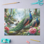 Peacock in Rain Forest Decoupage Tissue Paper Tissuepapier (Craft)
