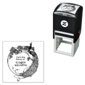 Peacock in RND Lijst Art Nouveau Bibliotheek Boekn Zelfinktende Stempel (In situ)