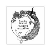 Peacock in RND Lijst Art Nouveau Bibliotheek Boekn Zelfinktende Stempel (Design)