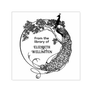 Peacock in RND Lijst Art Nouveau Bibliotheek Boekn Zelfinktende Stempel