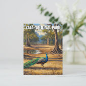 Peacock in Sri Lanka Yala National Park Reizen Briefkaart (Staand voorkant)