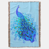 Peacock in Turquoise, Cobalt Blue en Aqua Deken (Voorkant Verticaal)