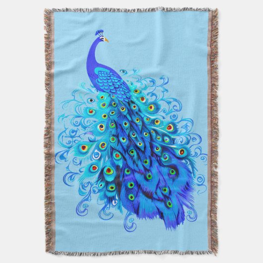 Peacock in Turquoise, Cobalt Blue en Aqua Deken (Voorkant Verticaal)