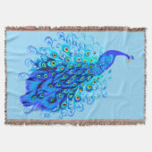 Peacock in Turquoise, Cobalt Blue en Aqua Deken (Voorkant)