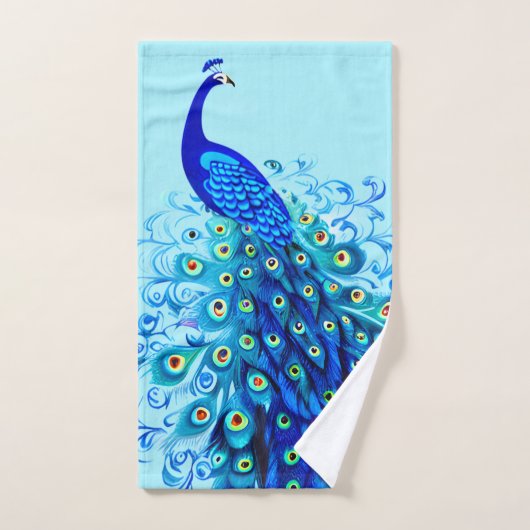 Peacock in Turquoise en Cobalt Blue Bad Handdoek (Handdoek)