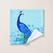 Peacock in Turquoise en Cobalt Blue Bad Handdoek (Wasdoekje)